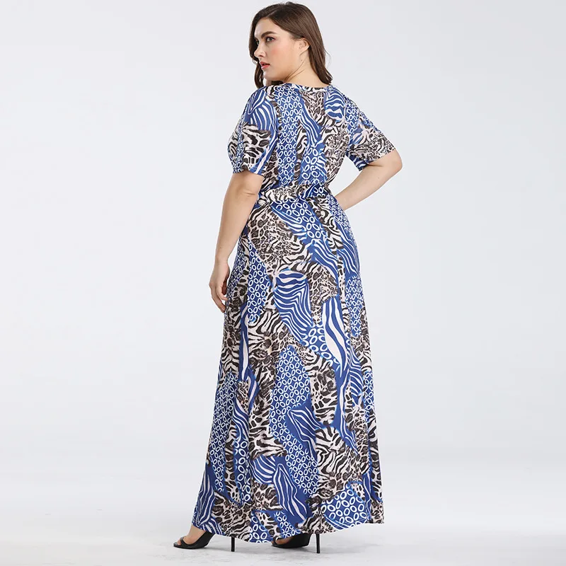 Женское платье макси с высокой талией и леопардовым принтом облегающее длинное