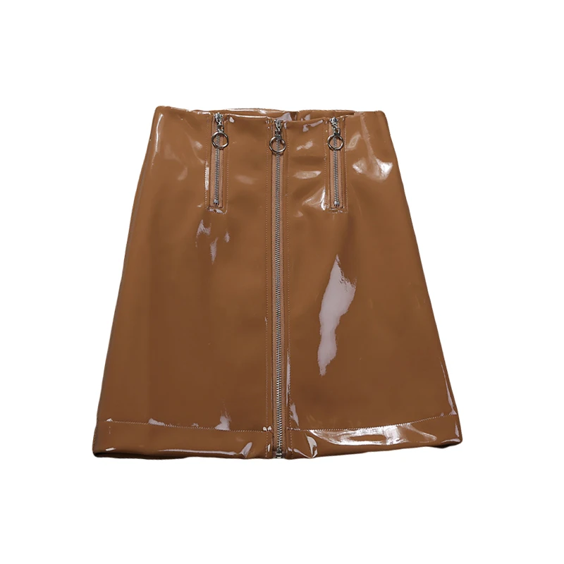 2018 новые модные женские юбки осенние и зимние из лакированной кожи юбка с высокой
