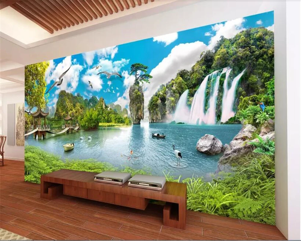 3d обои beibehang наклейки в китайском стиле пейзаж водопад 3D для спальни