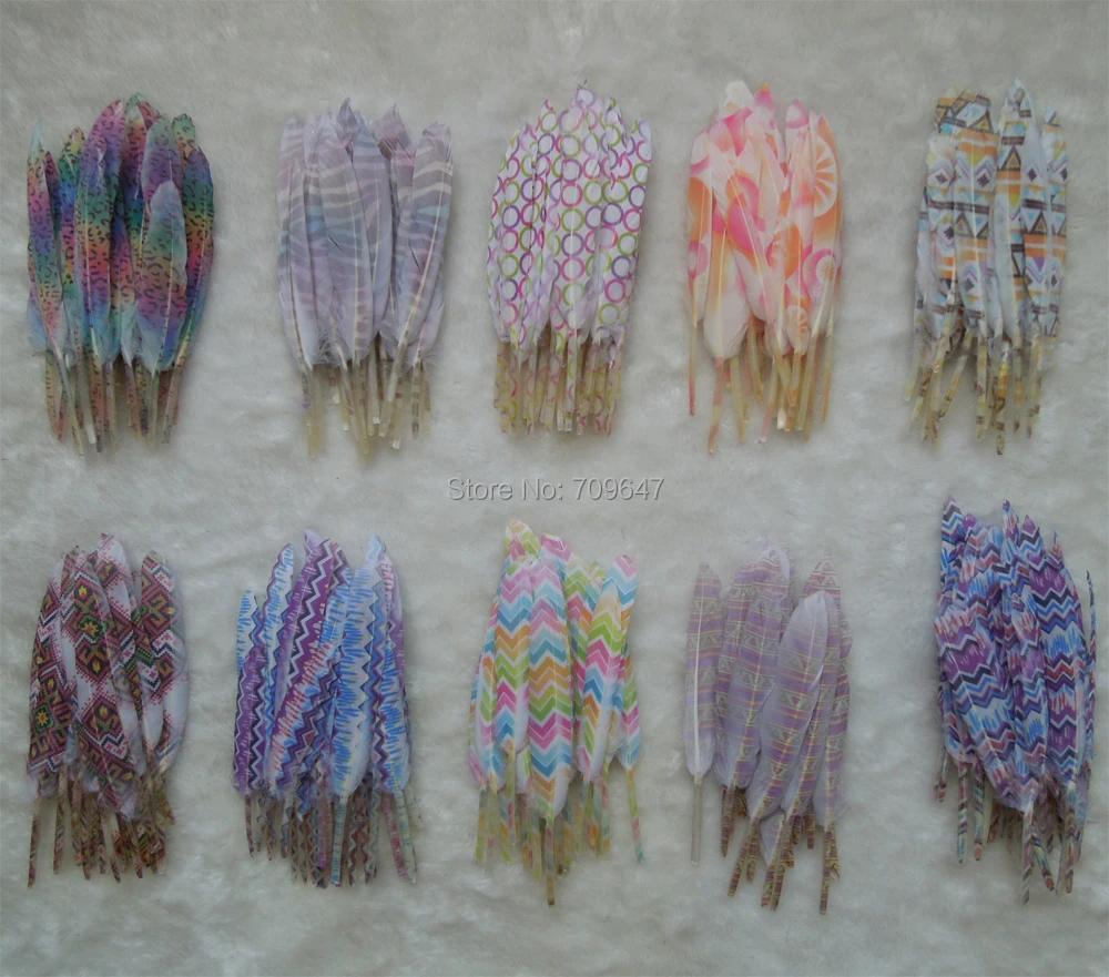 

Plumes! 20Pcs/Lot! 10-15cm Printable Feather Miniature Goose Wing Plumes For Craft/DIY Sewing Accessories,10 Designs For Choice