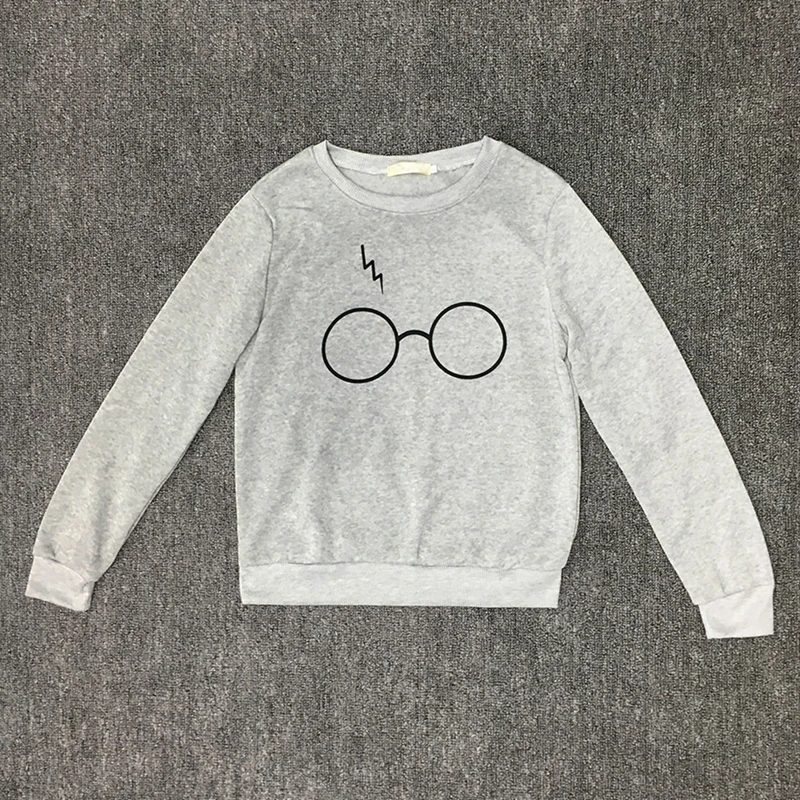 Осенне зимний пуловер с очками молния Женская толстовка принтом 2018 флисовые топы