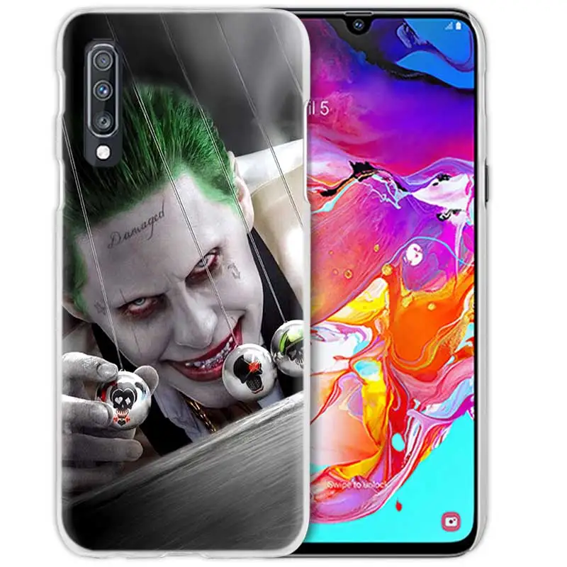 С принтами "отряд самоубийц", "чехол для samsung Galaxy A50 A70 A20e A40 A30 A20 A10 A8 A6 плюс A9 A7 жесткий прозрачный чехол из ПК для телефона в стиле «Джокер» Harley