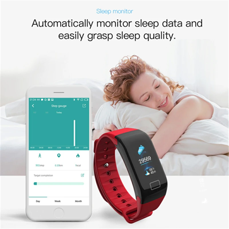 Новинка 2018 спортивные Смарт-часы браслет F1 Bluetooth цветной экран пульсометр
