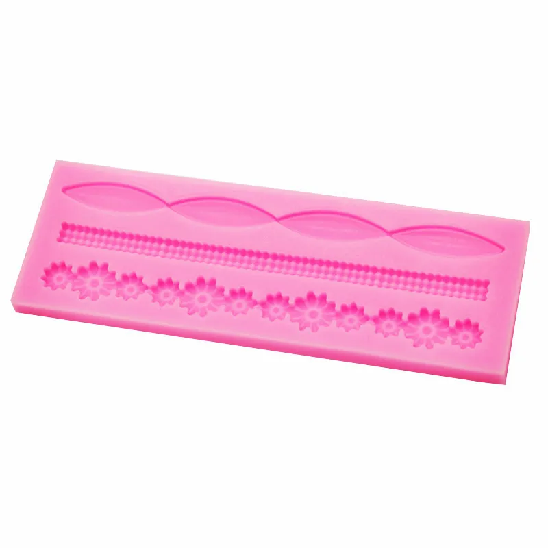

4YANG 3D Lace Flower Bead Chain Silicone Fondant Mould Cake Decorating Baking Molds Sugar Paste Tools Wedding Cake Decorating