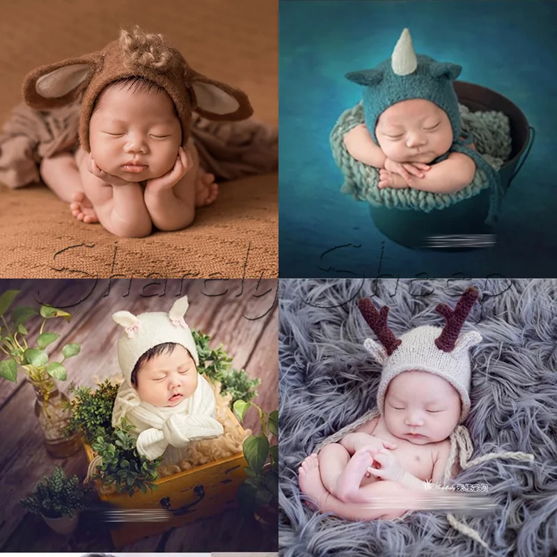 

Мохеровая шерстяная шляпа для новорожденных, реквизит для детской фотосъемки, аксессуар для детской фотосессии, мультяшный головной убор