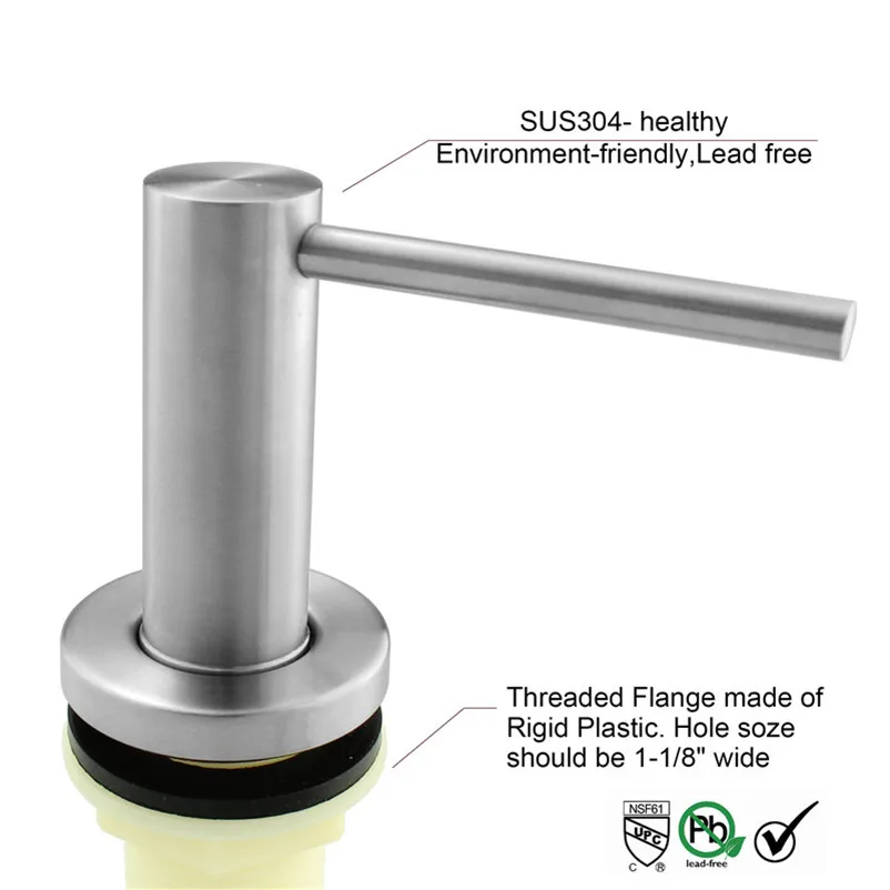Диспенсер для жидкого мыла из нержавеющей стали 304 матовый кухонный дозатор