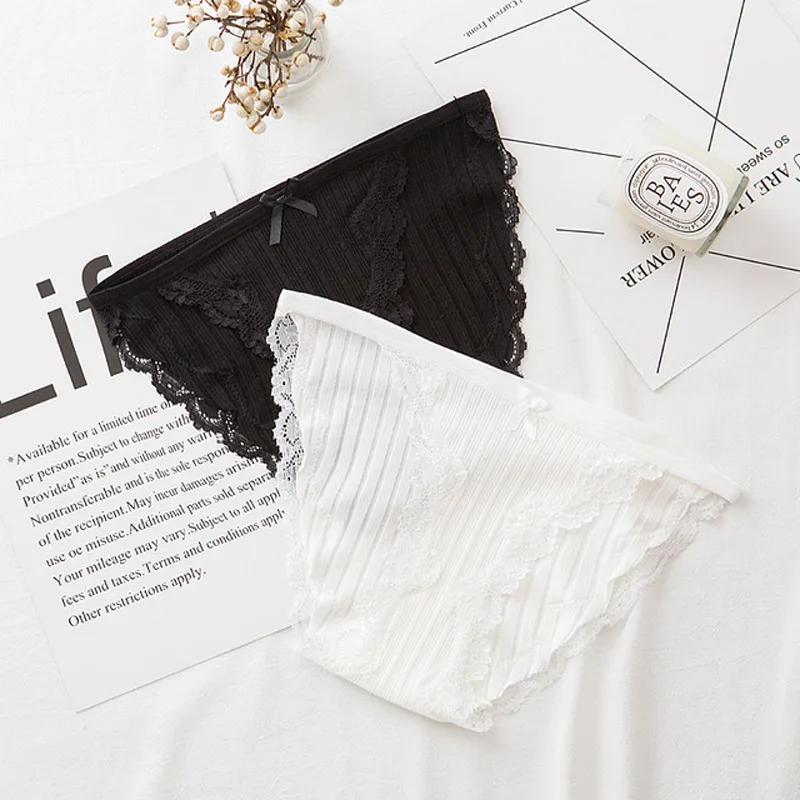 

Sexy Women Panties Ultra Thin Lady Lace Crochet Underwear Cotton Low-Rise Briefs Breathable Lace Edge Female Underpants