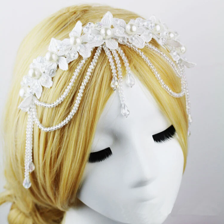 Модные свадебные обручи на голову с жемчужинами тканевые цветы для китайских