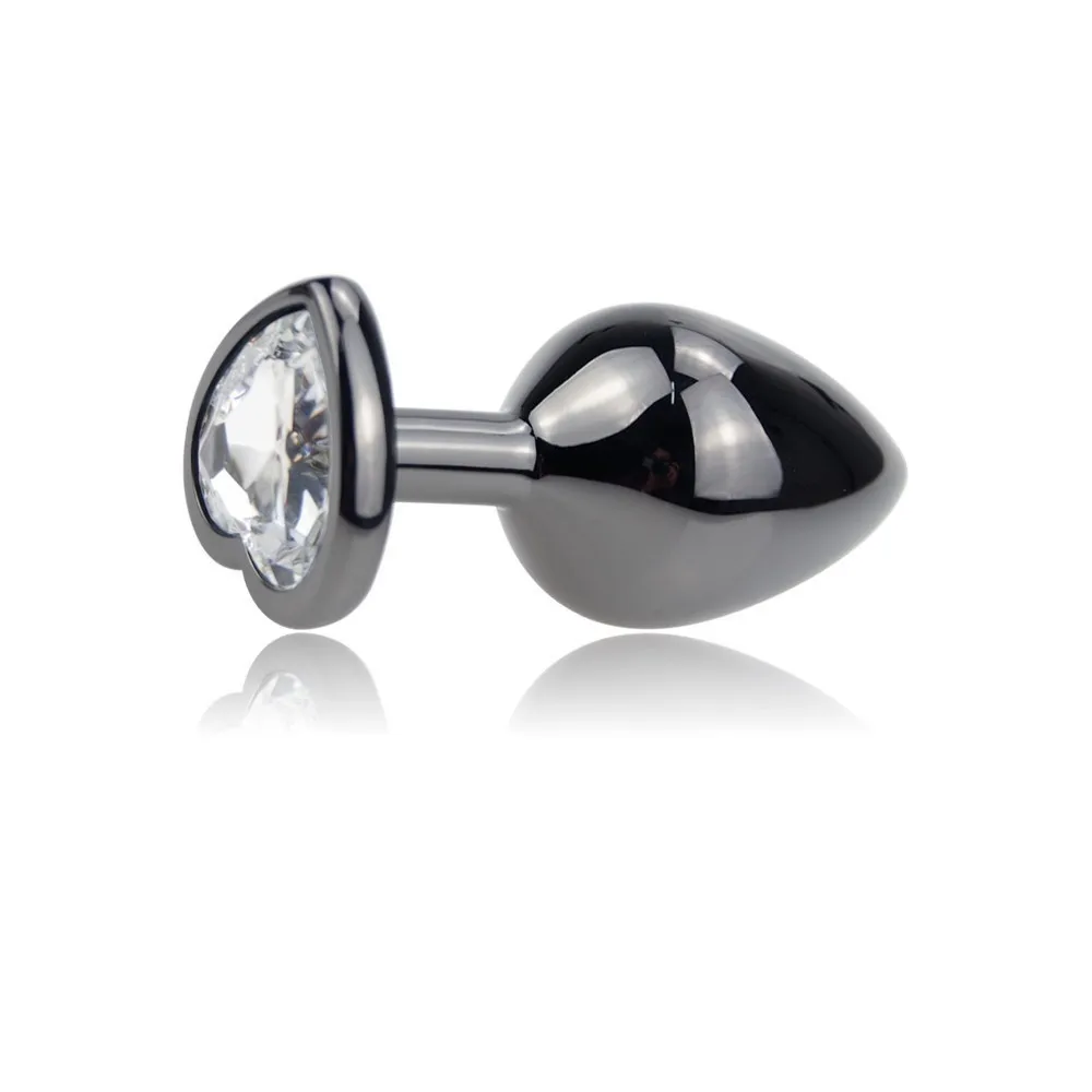 Heart Crystal Black Metal Plug Anal With Enema Clyster Smooth Butt Dilatator Erotic Tail Couples Adult Game Products | Красота и