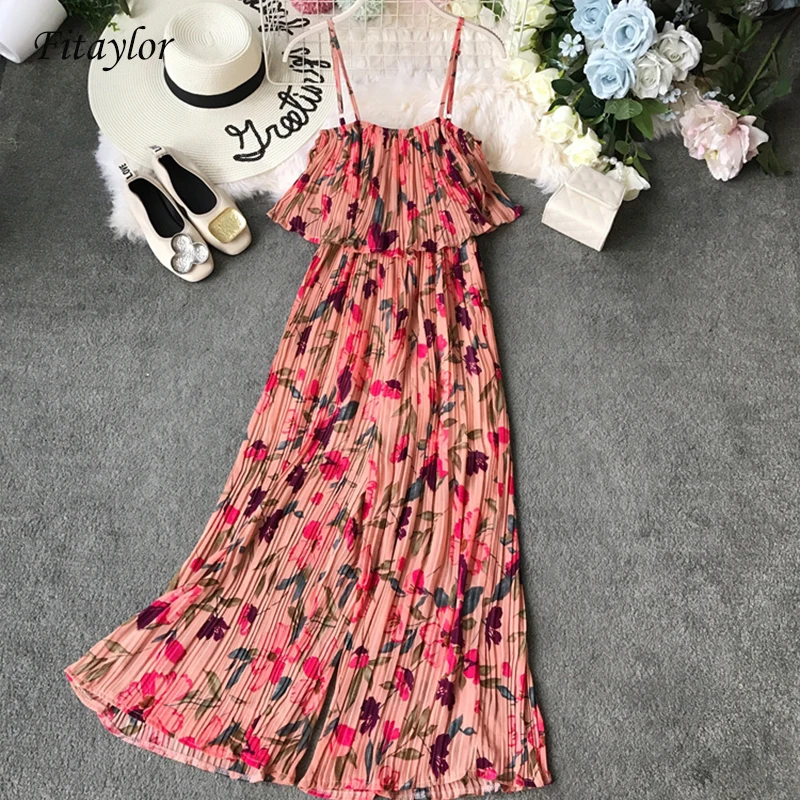 Fitaylor новинка 2019 женские богемные комбинезоны с цветочным принтом летние