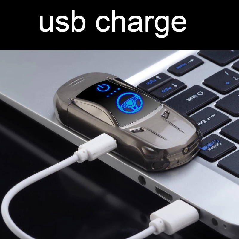 Двойная дуга USB Зажигалка в форме автомобиля плазменная электронная для сигарет курить перезаряжаемая