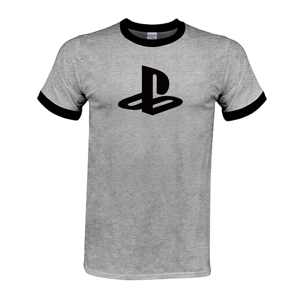 Бутик футболка Япония PS логотип Футболка Xbox игра playstation Футболка Мужская Уличная футболка хип-хоп футболка с коротким рукавом - Цвет: gray black