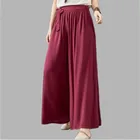 Новинка 2021, Летние Женские однотонные длинные брюки, тонкие хлопковые льняные свободные удобные брюки с широкими штанинами, зеленые и хаки