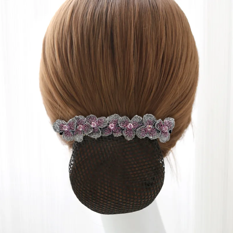 Вышивка цветок головной убор Hairnet карман шпильки сетка для пучка банк отель медсестры персонал женская заколка для волос ювелирные изделия аксессуары - Цвет: 6