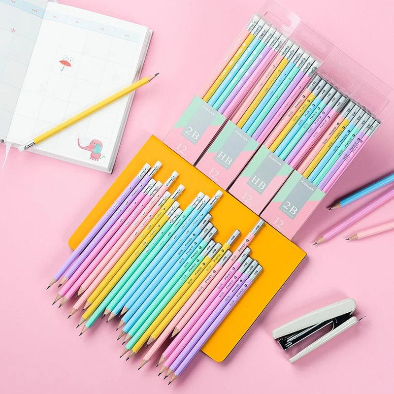 

Marco Lapices Pupils Kawaii Pencil Colorful Hexagonal Pencil 2B HB Writing Pencils Lapices with Eraser Safe Non-toxic Papeleria
