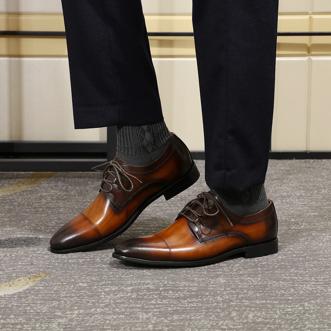 Мужские туфли дерби из натуральной кожи в европейском стиле элегантные деловые
