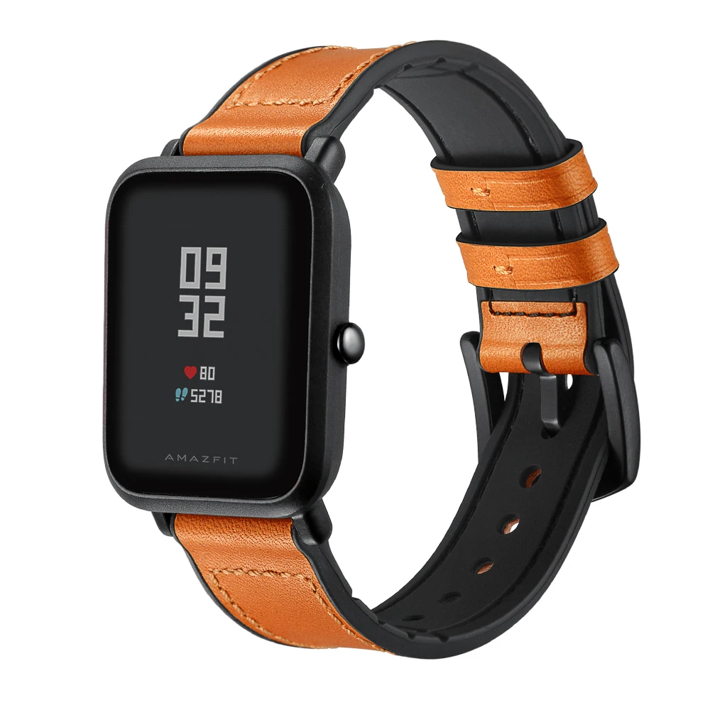 20 мм кожаный ремешок для Xiaomi Huami Amazfit BIP BIT Смарт-часы браслет для Xiaomi Amazfit ремешок из натуральной кожи ремень