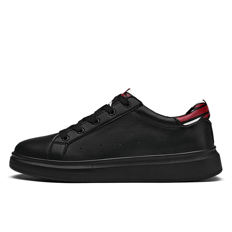 SUROM Male Shoes Adult Lace up Fashion Sneakers Artifical Leather Black White Color Men'sneakers Simple Design Men Krasovki | Обувь