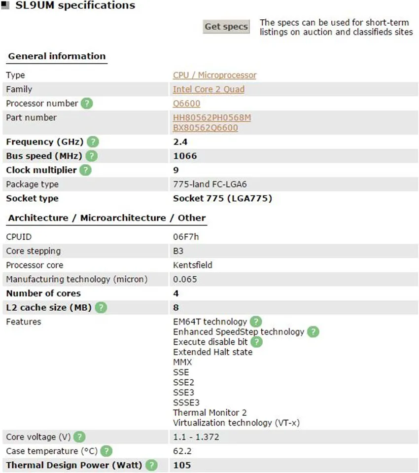 Процессор Intel Core2 Quad Q6600 cpu 95 Вт 105 Вт(8 Мб кэш-памяти, 2,40 ГГц, 1066 МГц FSB) настольный процессор SLACR SL9UM GO LGA775