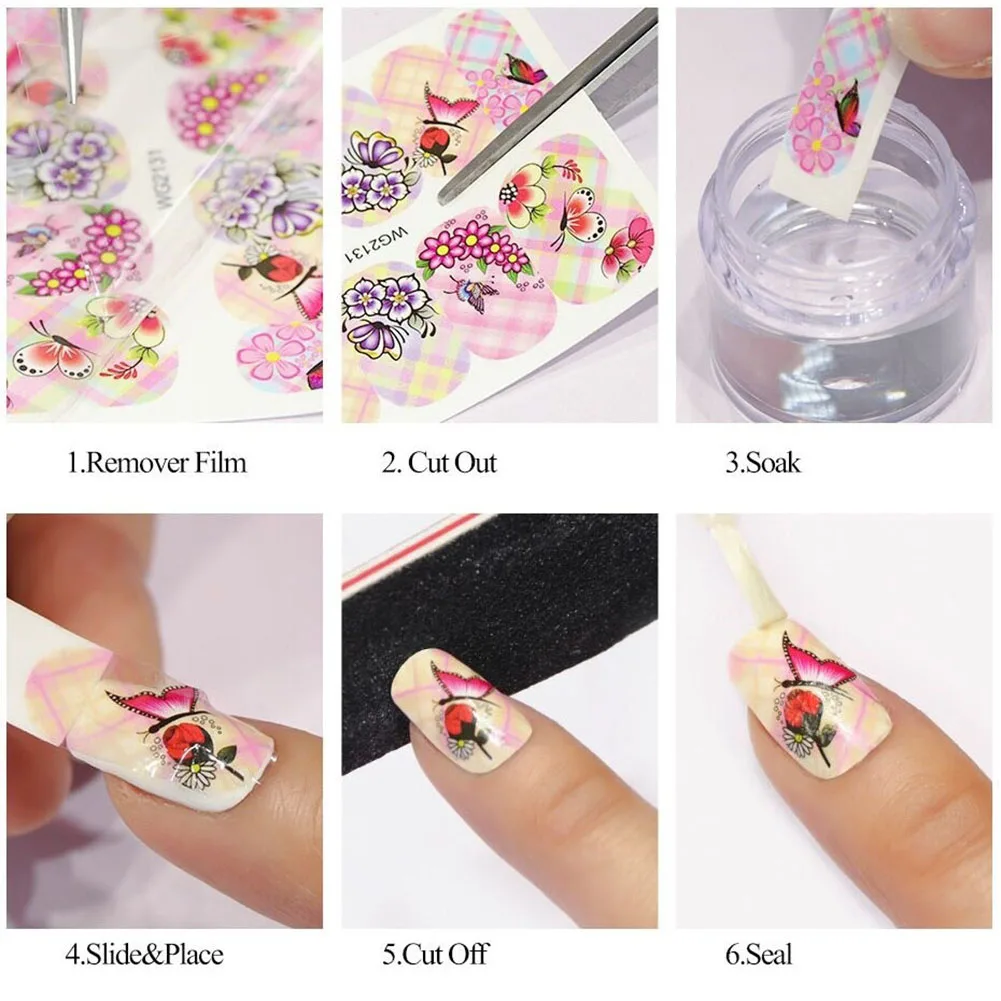 

40Pcs design Watermark Slider Nail Art Stickers self Adhesive Flower Butterfly slider Decor Manicure Decals New Arrival