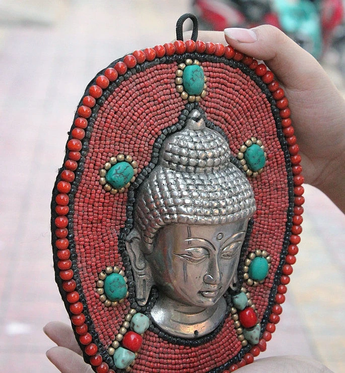 8 &quotтибетский серебряный коралловый бирюзовый Shakyamuni татхагата Будда на стене |