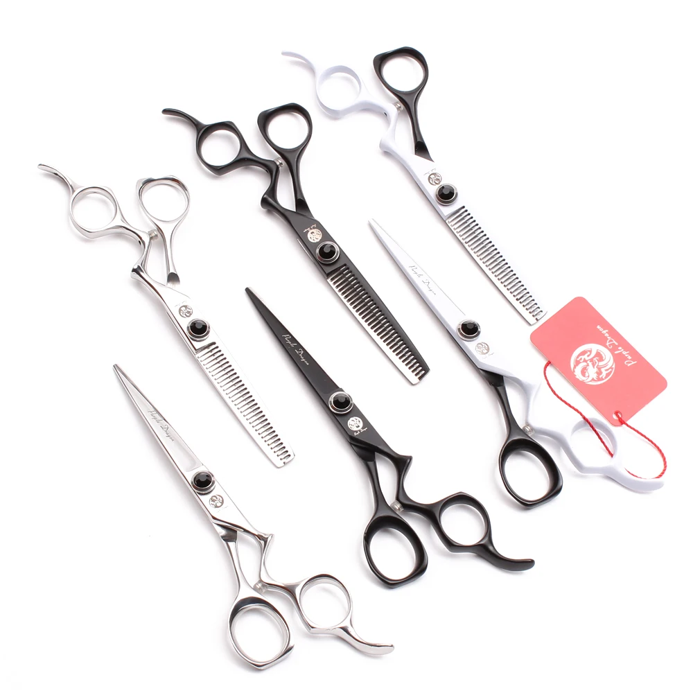 5 &quotJP 440C фиолетовые драконы Черные ножницы для стрижки профессиональные набор