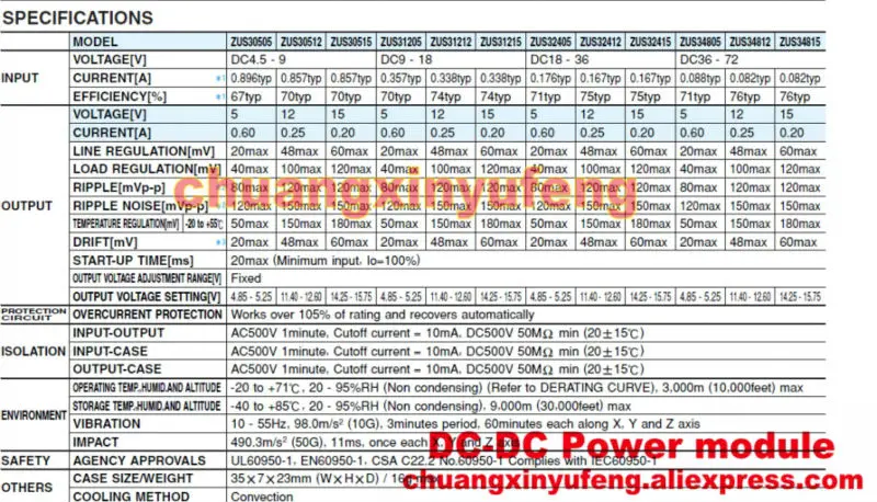 ZUS31215 COSEL DC-DC модуль питания постоянного тока 12в-15в 3W0.2A изолированный блок