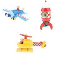 3pcs diy wooden toys assembled magnetic aircraft model for kids toddlers educational toy gift plane rocket helicopter