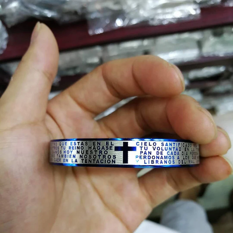 2020 модный браслет из нержавеющей стали с голубым крестом искусственным