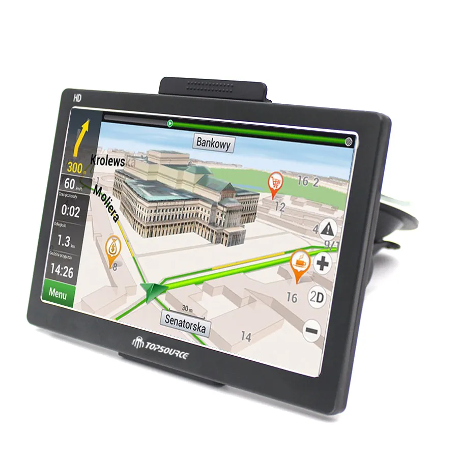 Автомобильный GPS навигатор TOPSOURCE 7 дюймов HD FM WinCE 6 0 8 ГБ 256 м карта бесплатное
