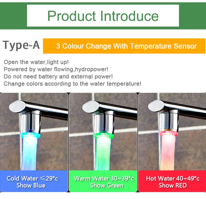 Kaguyahime RGB лампа водопроводный кран светящийся душ 7 цветов Изменение аксессуары для ванной кухни водопроводный датчик температуры света