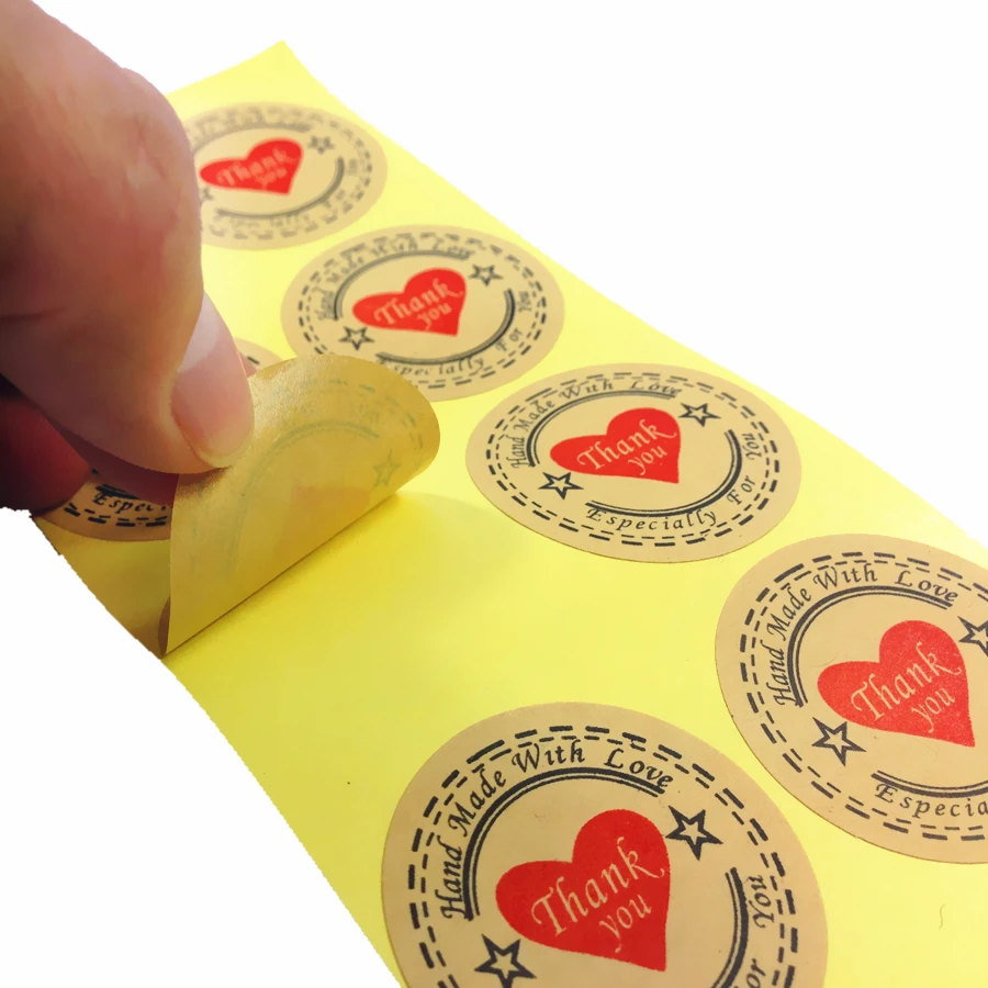 100 шт./лот СПАСИБО сердце крафт бумага упаковочная этикетка наклейка для
