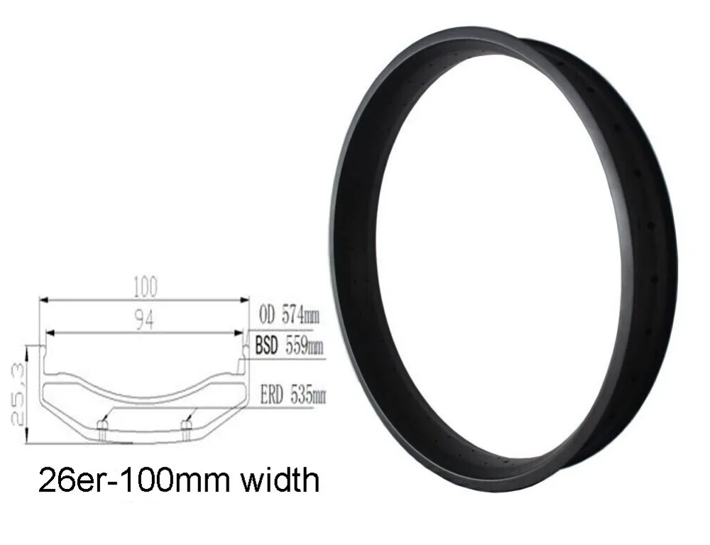 Гангчжэнь 26er полностью углеродное волокно 100 мм ширина снег жира велосипед обод