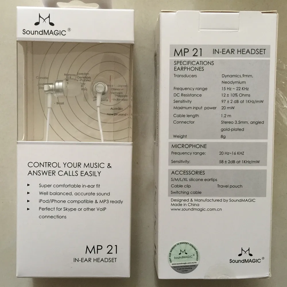SoundMAGIC MP21 наушники вкладыши с шумоизоляцией пультом дистанционного