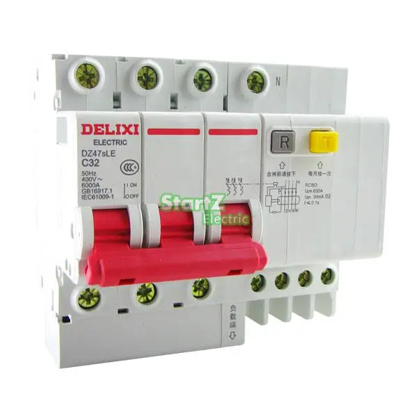 10A 3P + N RCBO RCD автоматический выключатель DE47LE DELIXI | Обустройство дома