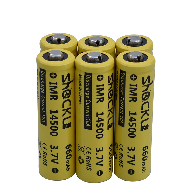 Shockli 14500 AA батарея 3 7 V 660mAh реальная емкость литий ионная аккумуляторная +
