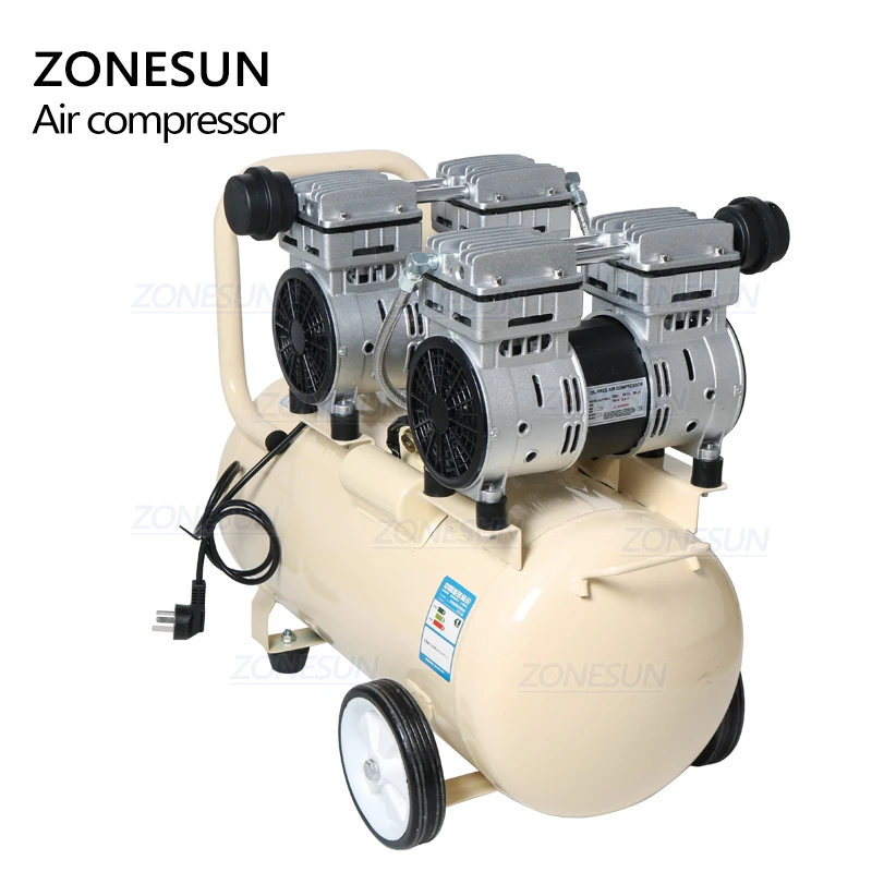 Бесшумный бесмасляный воздушный компрессор ZONESUN из чистой меди 750 Вт 50 л для стоматологических