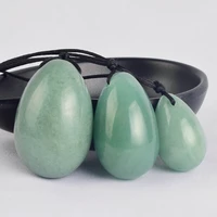 drilled yoni eggs green aventurine jade massage stones viginal muscle contraction health care kegel exercise healing ben wa ball
