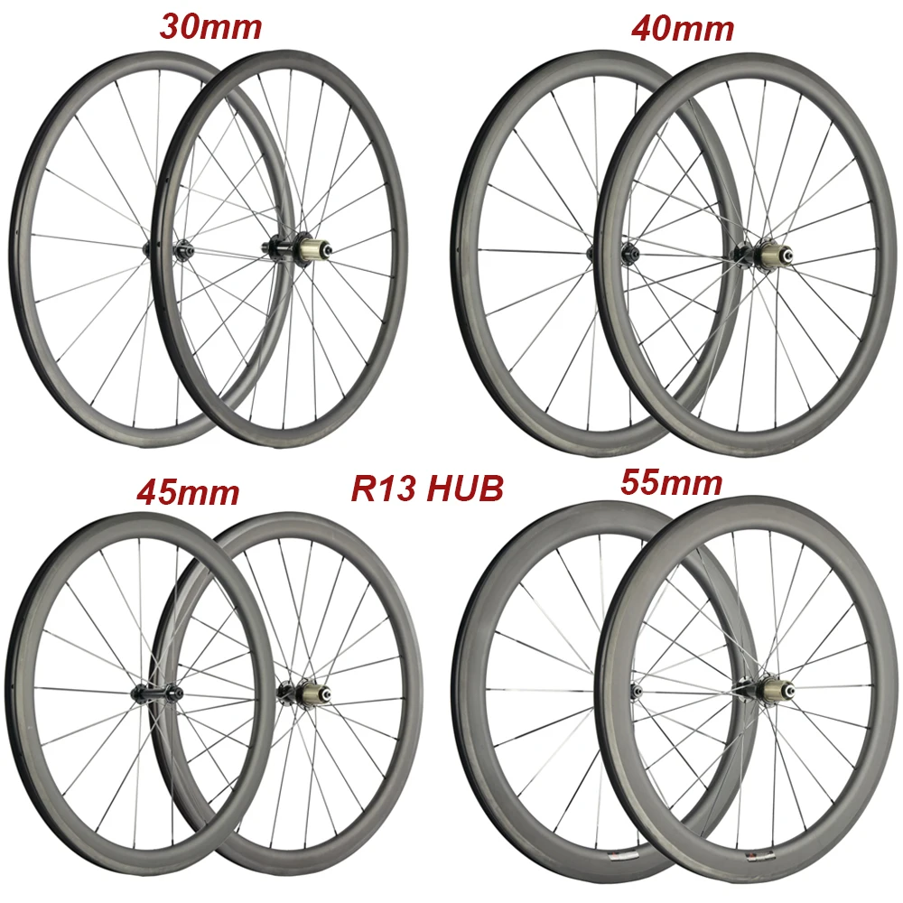 

NEW MODEL 700C Carbon Wheelset 30mm/40mm/45mm/55mm Road Carbon Wheels Clincher 25mm U shape Racing Bicycle Wheels