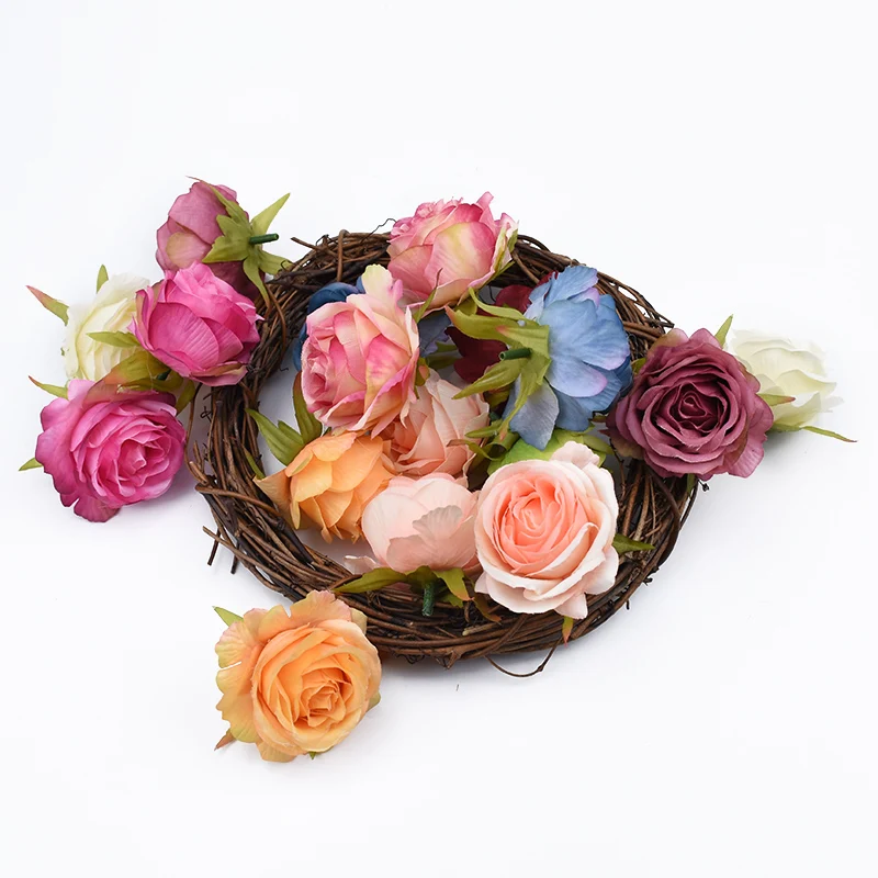 

5Pieces Artificial Flowers Wall for Wedding Bridal Accessories Clearance Home Decor Scrapbooking Diy Gifts Handmade Silk Roses