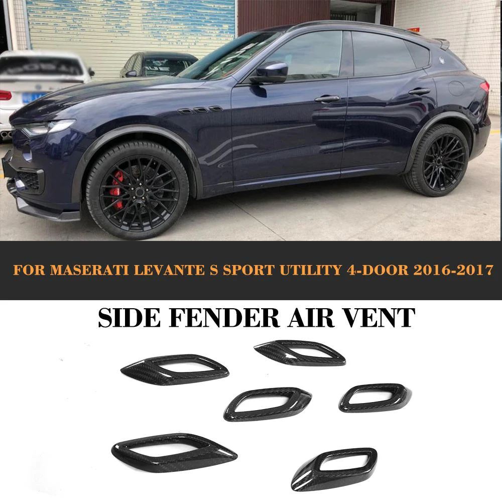 

Carbon Fiber side fender racing vent air intake decorative cover for Maserati Levante S Sport Utility 4 Door 2016 2017 6PCS