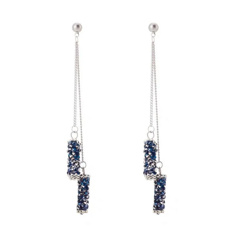 2019 корейская мода Геометрическая Длинная подвеска-кристалл серьги темперамент