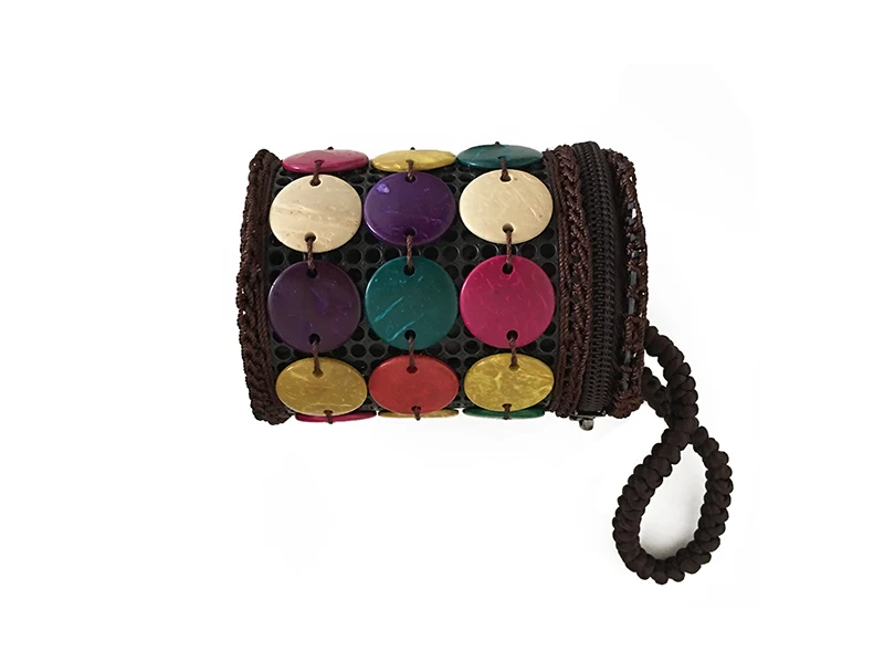 Женский кошелек ручной работы маленький в форме бочонка с кокосовым чехлом 2019 |