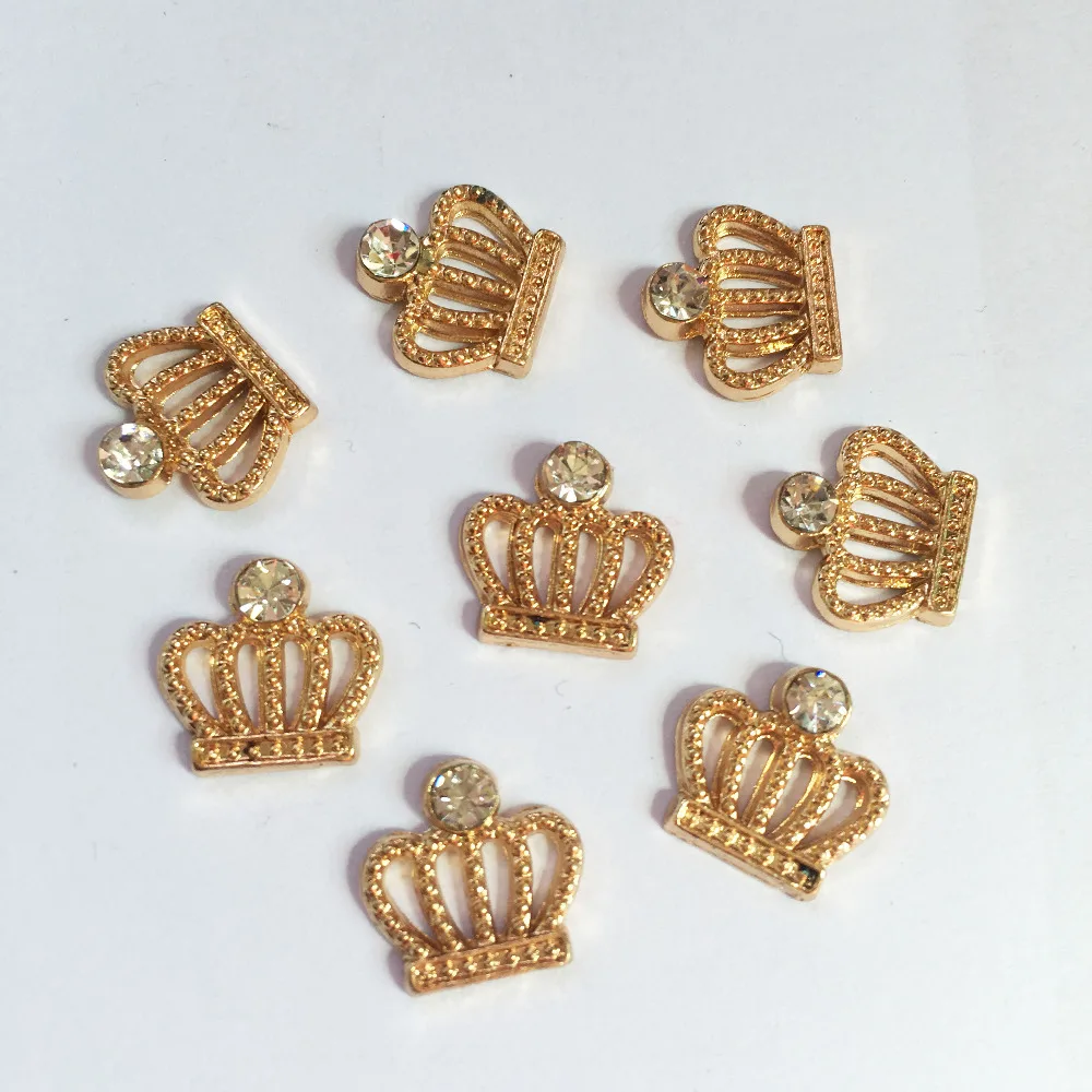 

Wholesale 100PCS Flatback Gold Tone Alloy Princess Crown Button Patch Stickers Fit for Handmade Craft Girls Hair Jewelry Decor