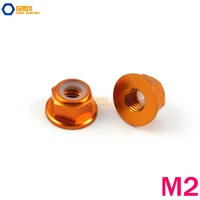 12 pieces m2 orange hex flange nylon lock nut aluminum