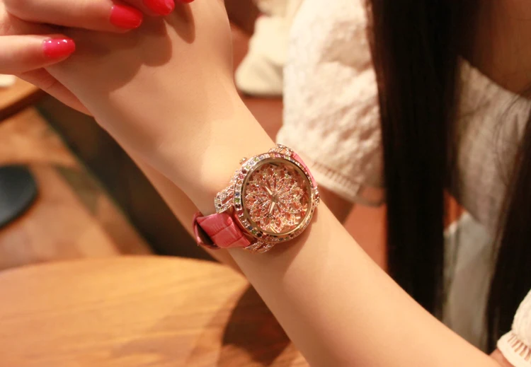 Часы женские с цветами и кристаллами F11484|montre fashion|montre watchmontre g |
