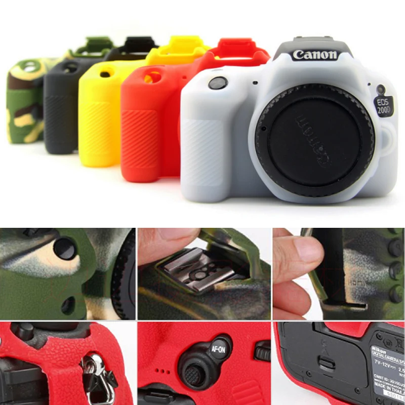 Фото Цветной силиконовый защитный чехол для Canon 600D 650D 700D 200D мягкий DSLR аксессуары|Чехлы