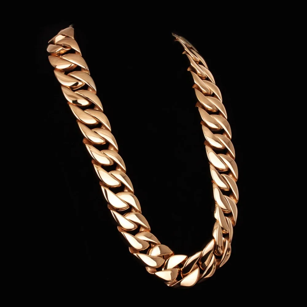 Arabic Gold Jewelry Heavy Stainless Steel Mens Curb Chain Necklace Punk Biker Huge Long for Man | Украшения и аксессуары