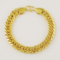 womens mens bracelet 24k gold plating cuban link chain bracelets yellow gold color fashion wholesale jewelry for men kbb10