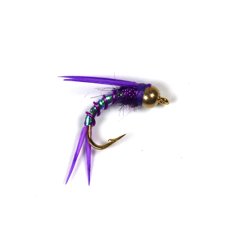 Bimoo 6 шт. #12 Psycho Prince Nymph Crazy Purple Fly яркие латунные шариковые головки рыболовные